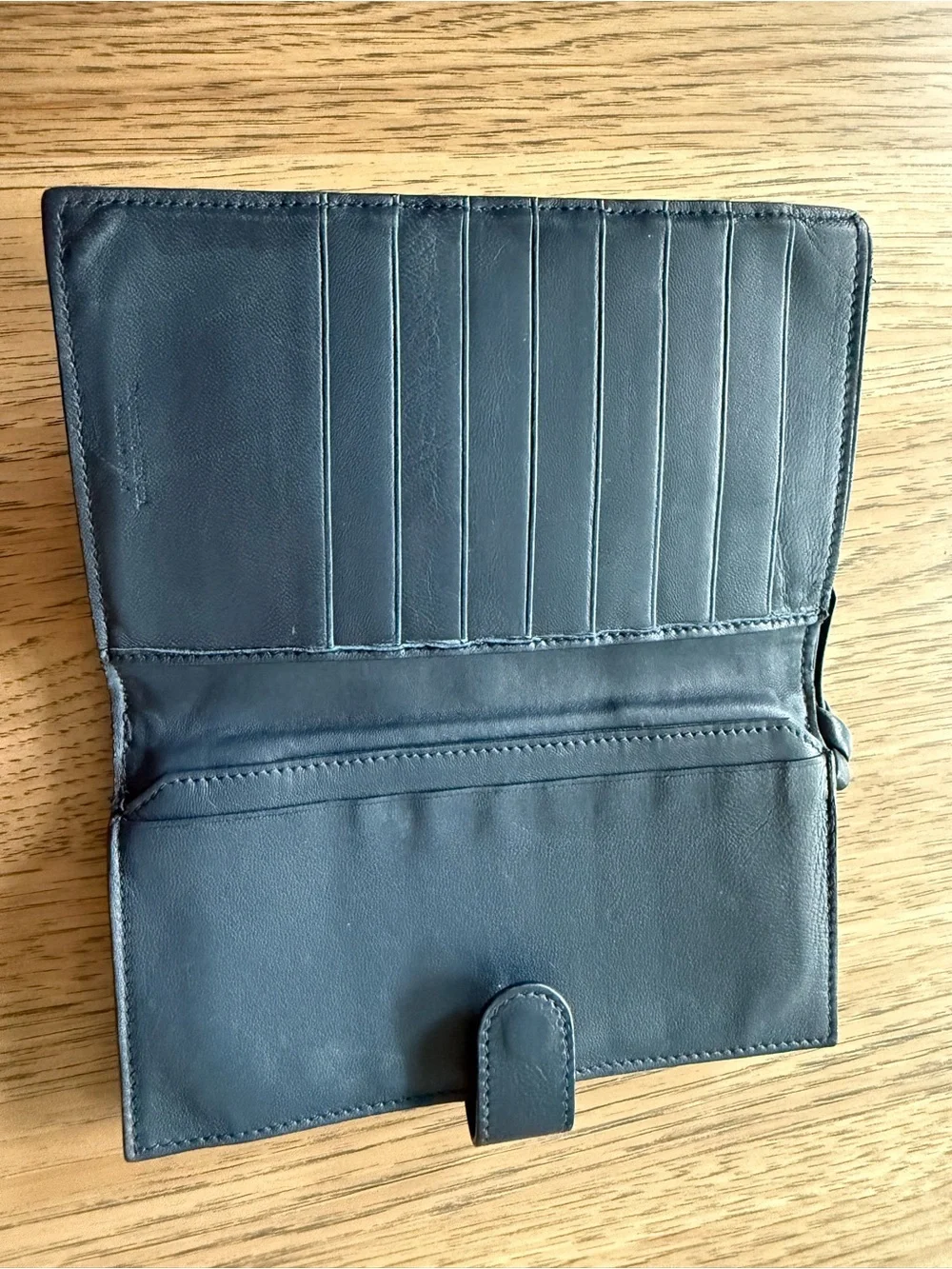 Bottega Veneta Navy Blue Intrecciato Leather Wallet